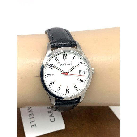Caravelle by Bulova Women's Watch 43M118 Quartz White Dial Black Leather 30mm - Picture 12 of 15